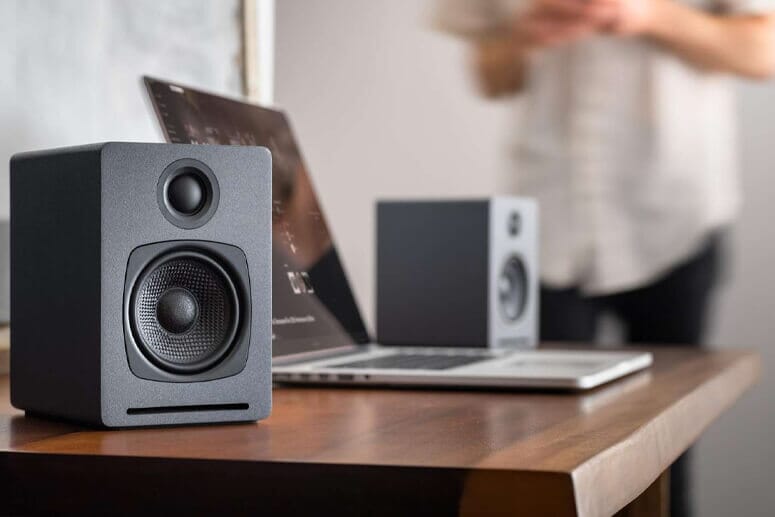 AudioEngine's compact, stereo Active Speakers perfect for a desk