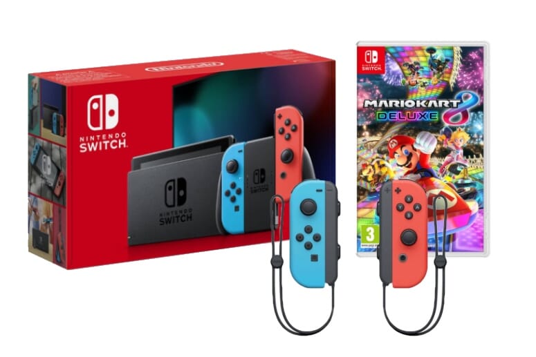 Nintendo Switch, Joy-Con (Pair) and Mario Kart Deluxe 8 Bundle