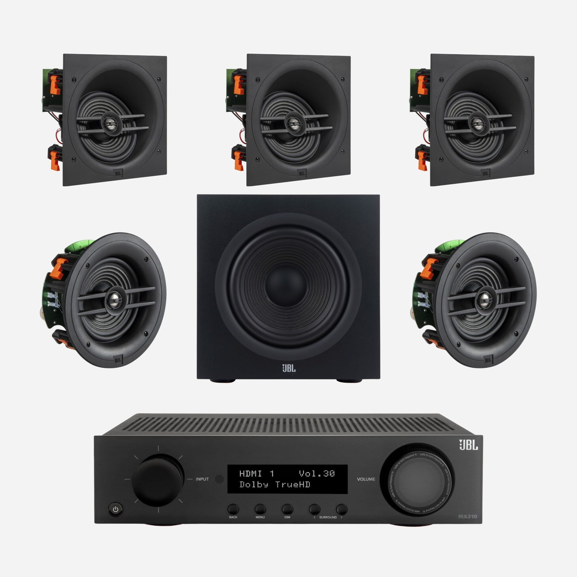 JBL MA310 & Stage 260C 5.1 6.5" Angled In-Ceiling Surround Sound System