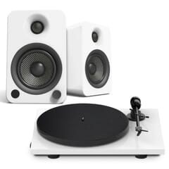 Pro-Ject E1 Turntable + Kanto YU4 Speaker bundle (White)