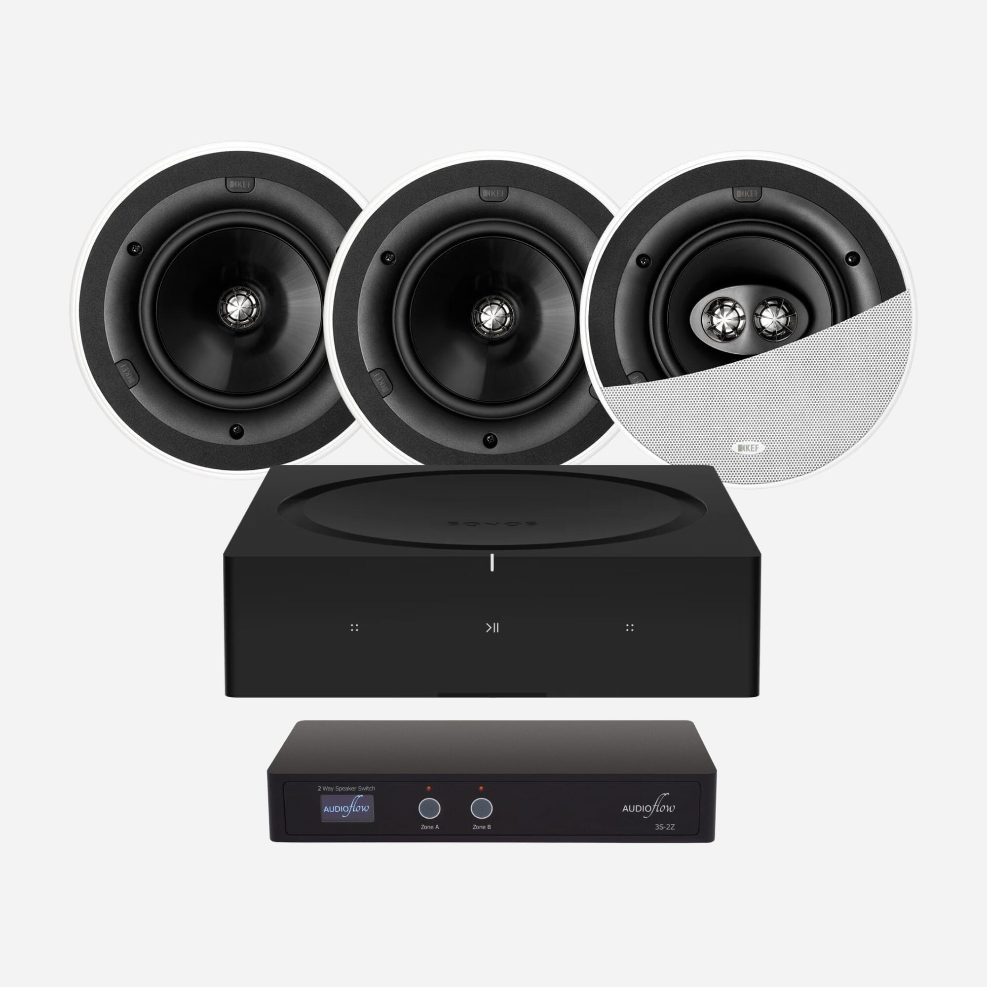 Sonos Amp KEF Bedroom Bathroom Ceiling Speaker Bundle Smart