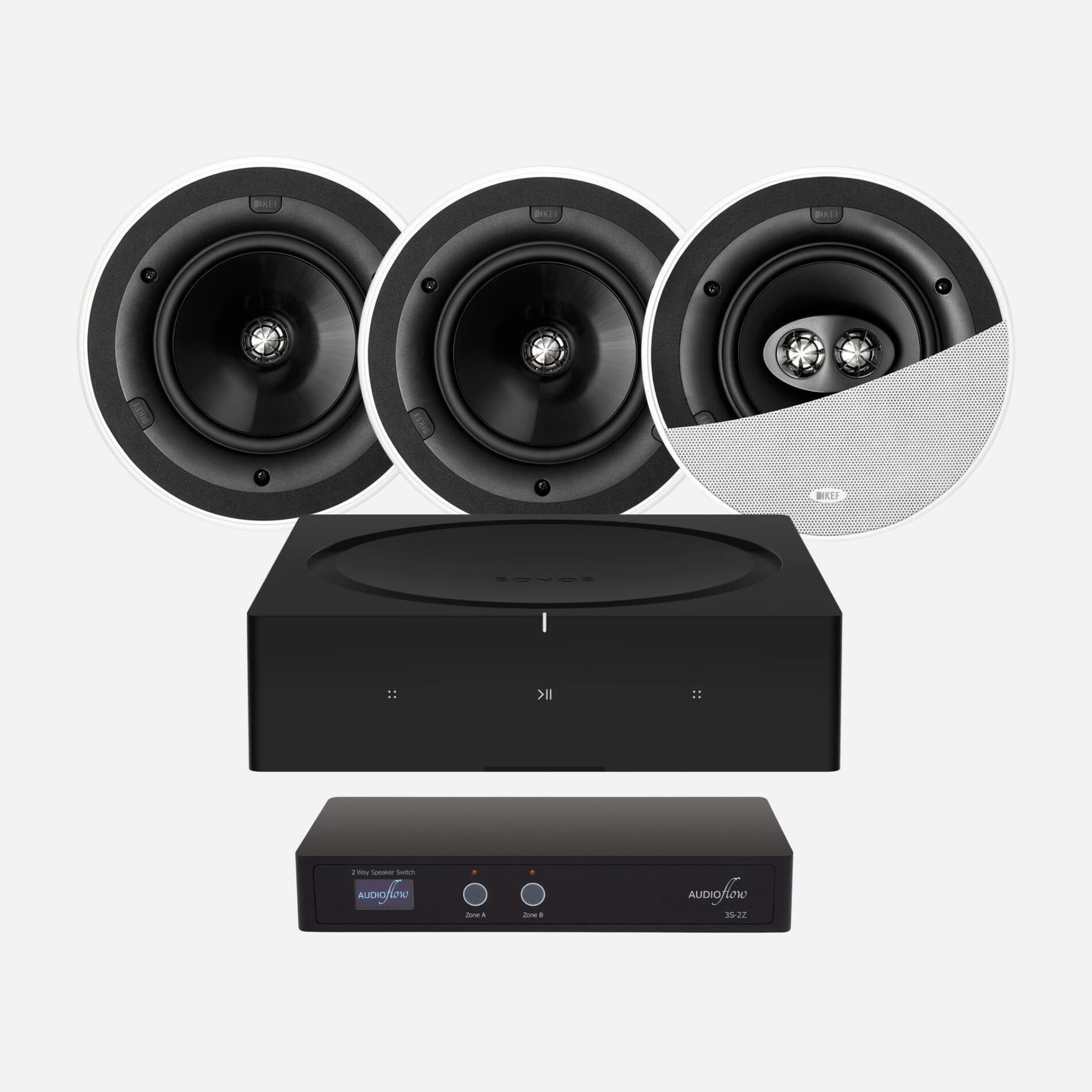 Sonos Amp KEF Bedroom Bathroom Ceiling Speaker Bundle Smart