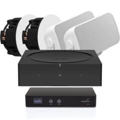 Sonos Amp + Sonos Indoor ceiling speaker + Sonos outdoor speaker bundle (White)