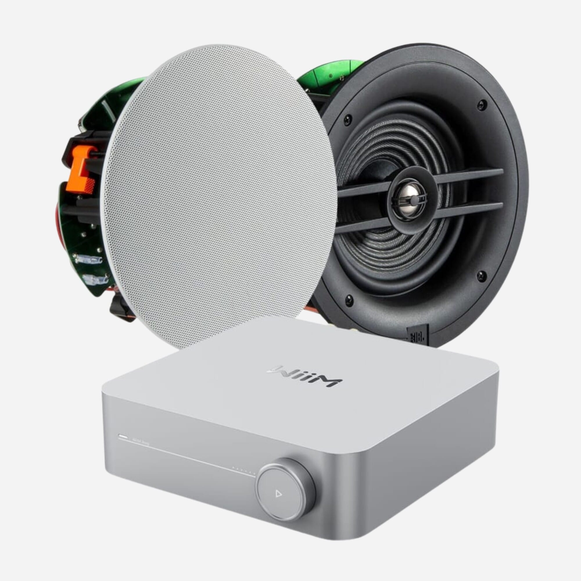 WiiM Amp (Silver) + 2 x JBL Stage 260C In-Ceiling Speakers