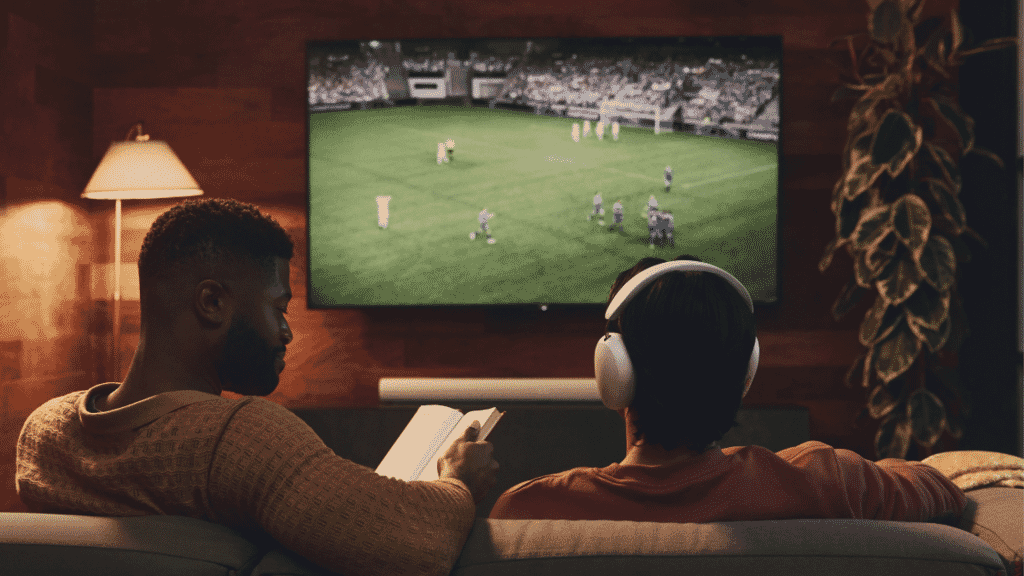 Sonos Ace headphones being used with the Sonos Arc in a home cinema