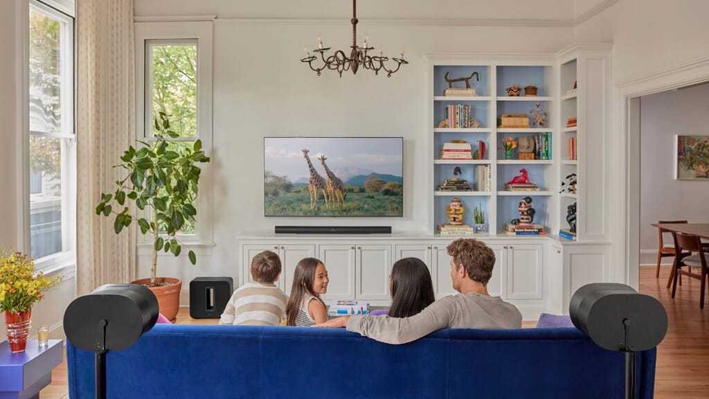 Sonos Arc Ultra, Sub 4 & 2 x Era 300 setup large lounge family