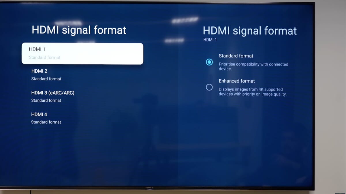 HDMI settings menu