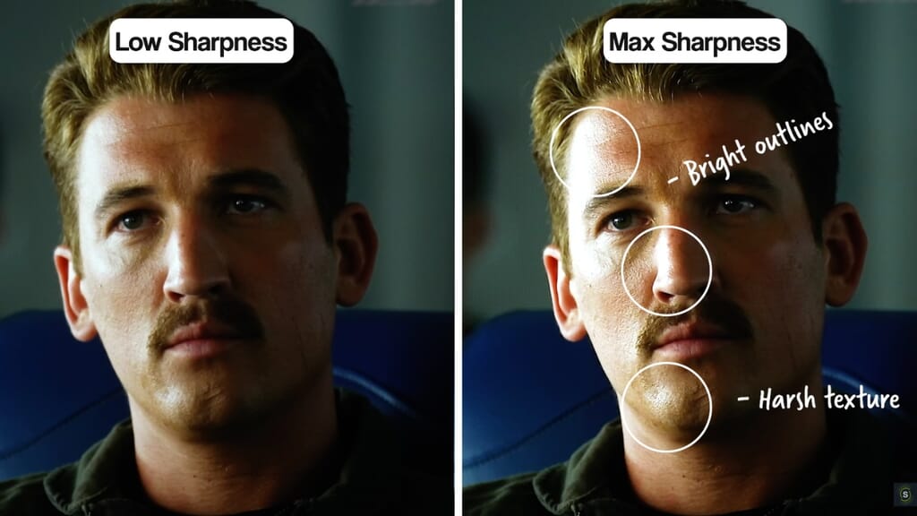 Sharpness settings on/off comparison