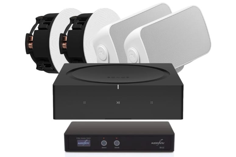 Sonos Amp and Sonos Speaker Indoor Outdoor Bundle