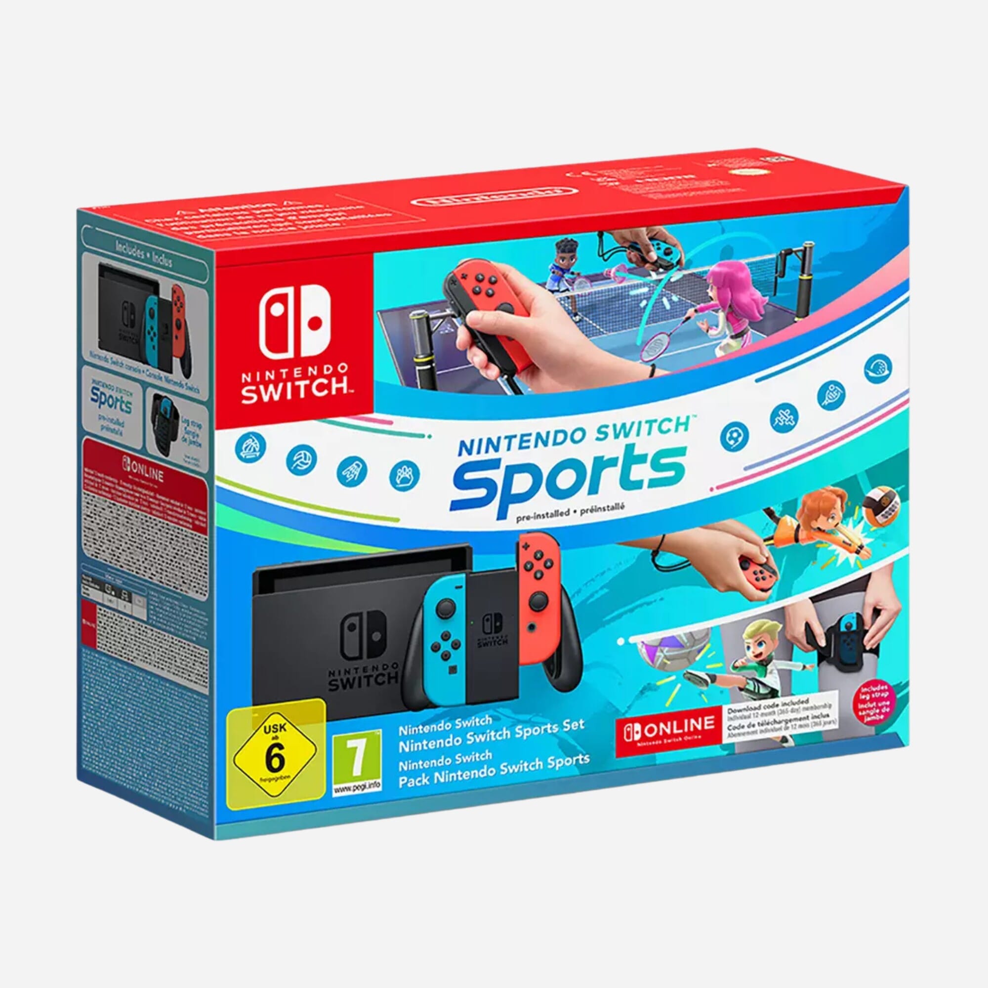 Nintendo Switch Console with Switch Sports Set (Neon Red/Neon Blue)