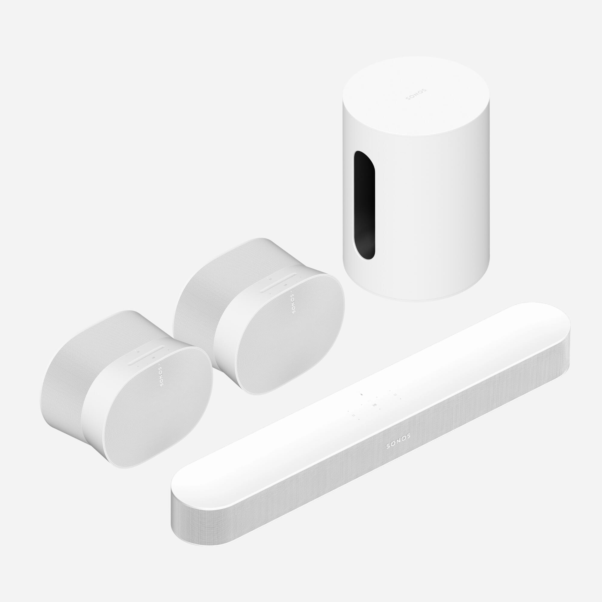 Sonos Beam + Sub Mini + 2 x Sonos ERA 300 (White)