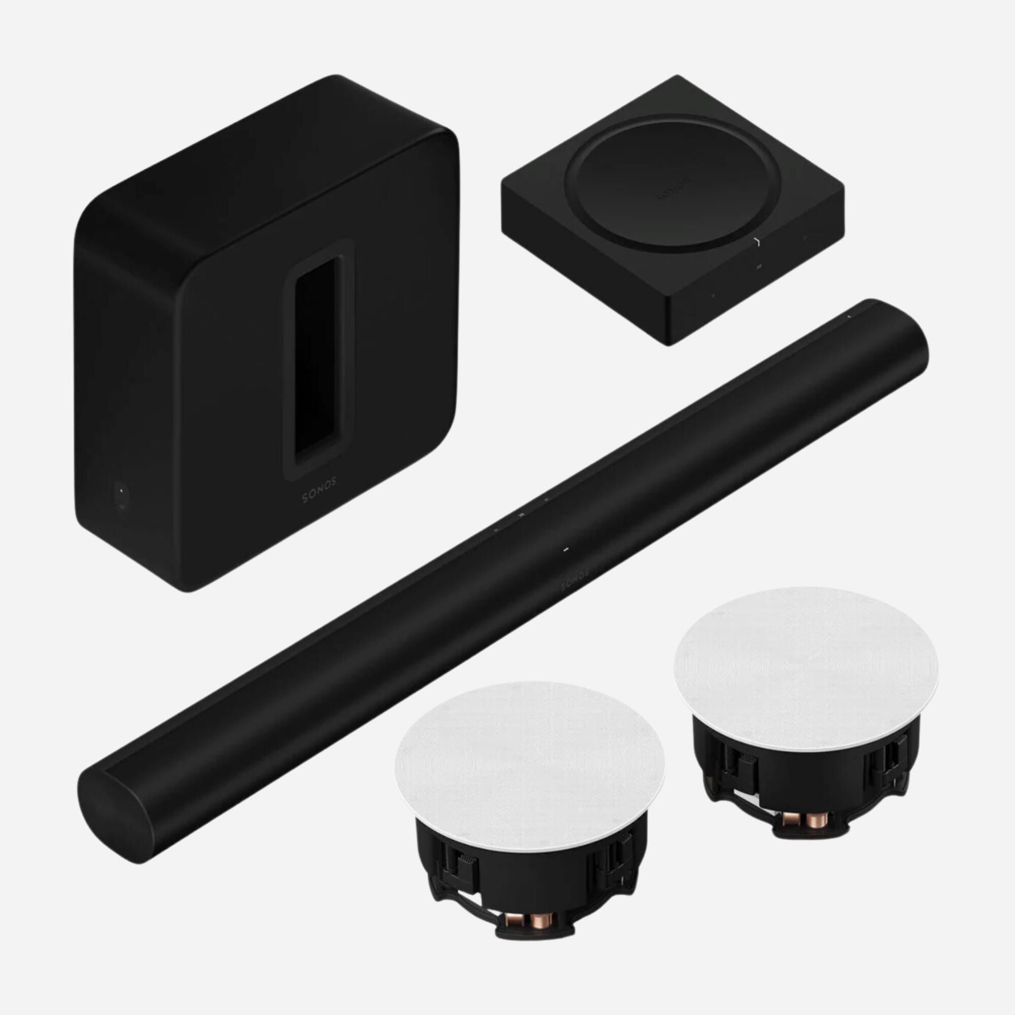 Sonos Cinema Package - Arc + Sub + Amp + In-Ceiling Speakers (6'')