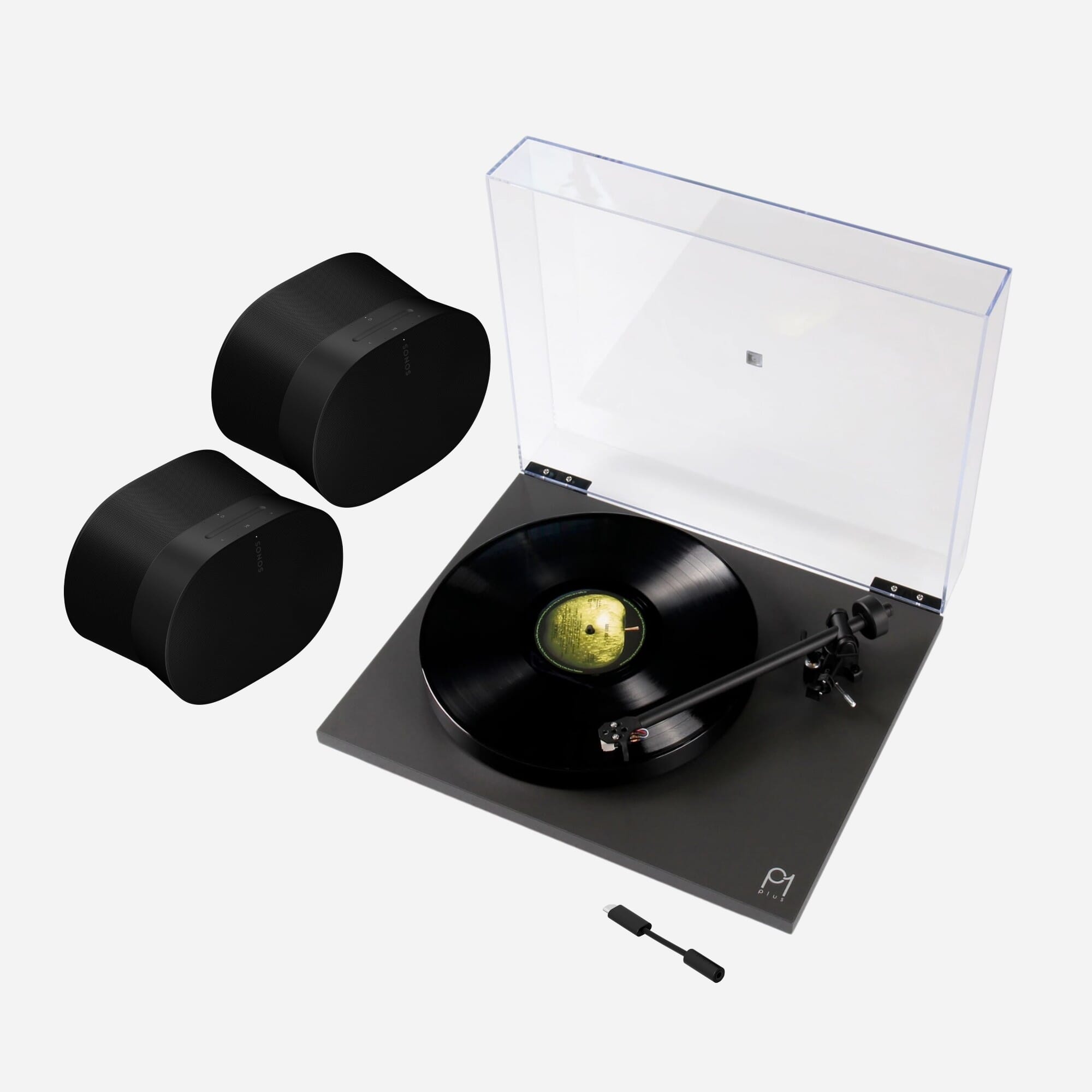 2x Sonos Era 300 + Rega Planar 1 Plus + Sonos Era Line-In Adapter Bundle