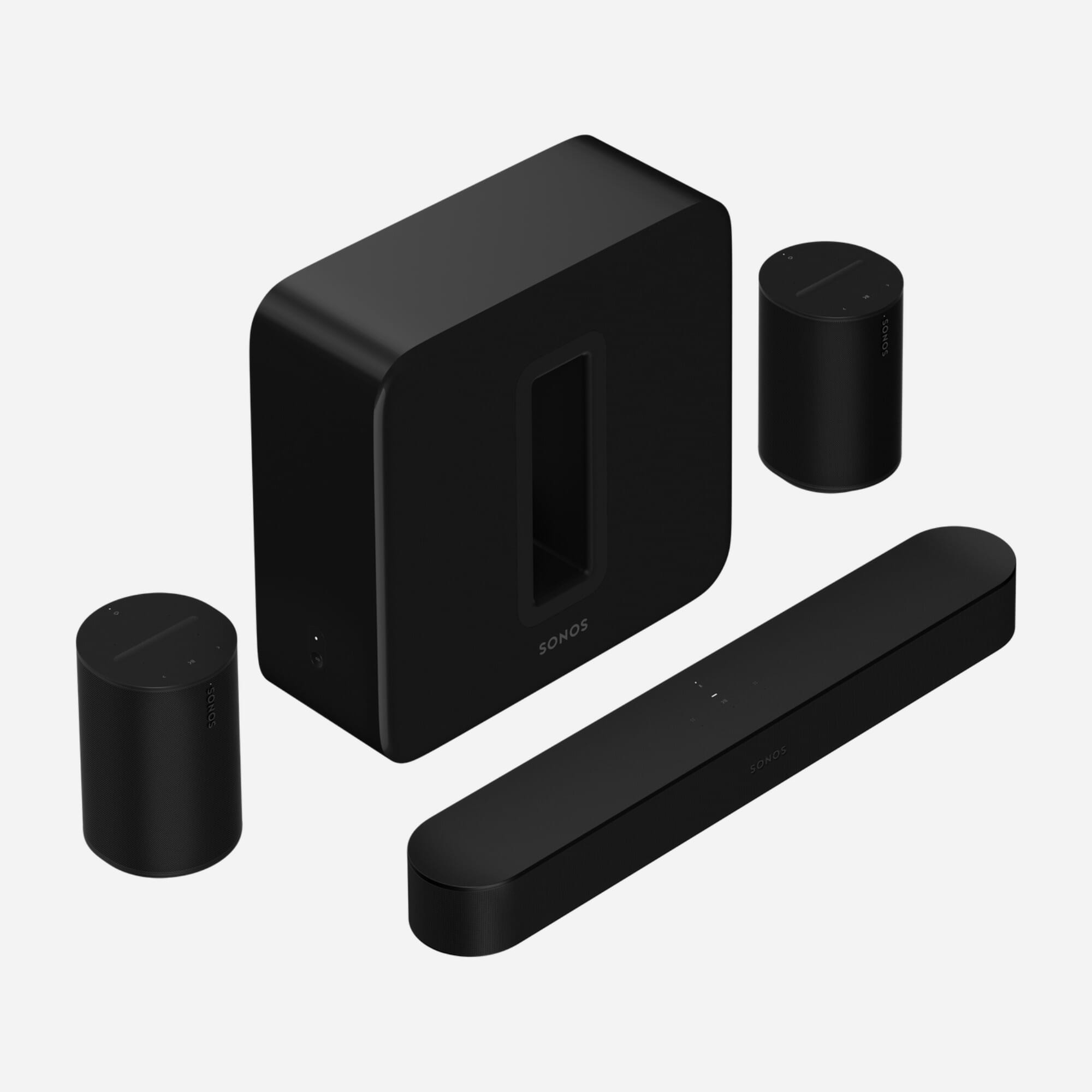 Sonos Beam + Sub (Gen3) + 2 x Sonos ERA 100