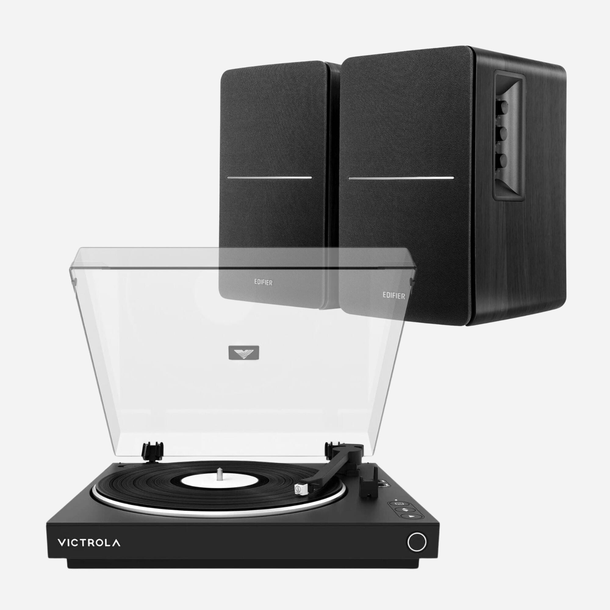 Victrola Automatic + Edifier R1280DBs